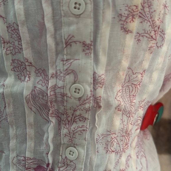 Malvin Linen Floral Long Sleeve V Neck Button up Blouse/ Top Size Large - Picture 7 of 15